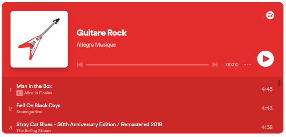 Guitare rock spotify